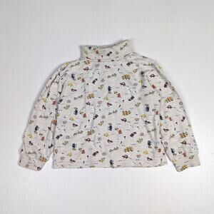 Vtg TKS Basics Turtleneck Shirt Boy 2T Beige Construction AOP Basic Casual Y2K